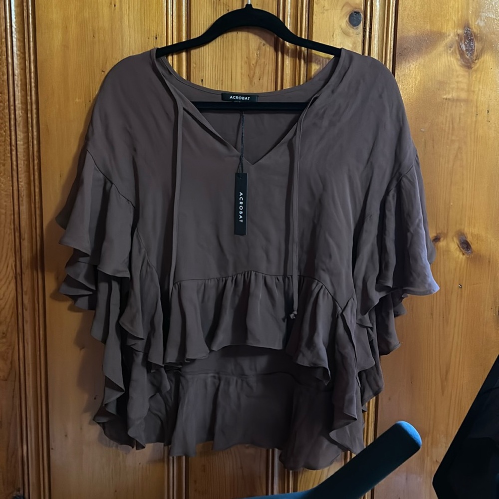 Acrobat cropped brown silk brand new tags on, small